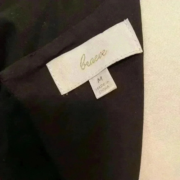 Braeve Black Embroidered Boho Floral Ruffle Split Neck Dress Womens Size Medium - Picture 8 of 13